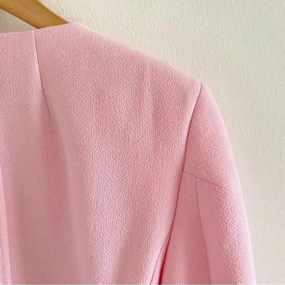 AKRIS Garry Pink Double-Faced Wool Crepe Fringe Jacket Sz 12 - Picture 11 of 16